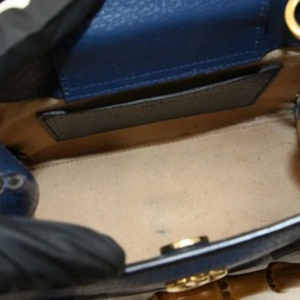 GUCCI Diana NM Bamboo Handle Tote Leather Mini - Blue - Picture 11 of 13